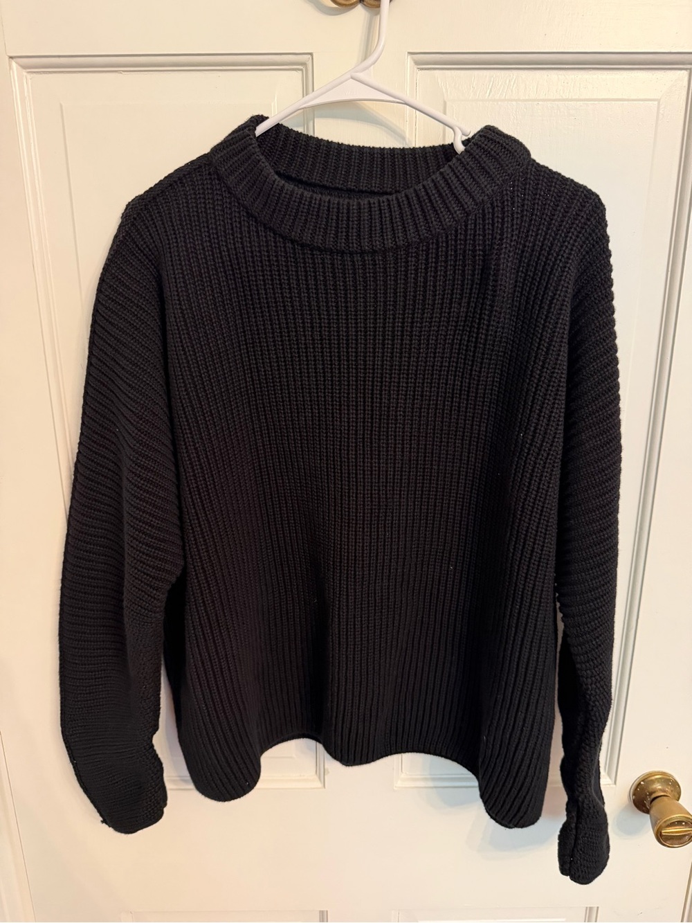 Frank & Eileen Black Ribbed Crewneck Sweater
